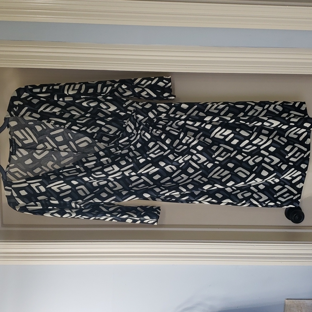 Mlle Gabrielle Black and White Geometric Dress